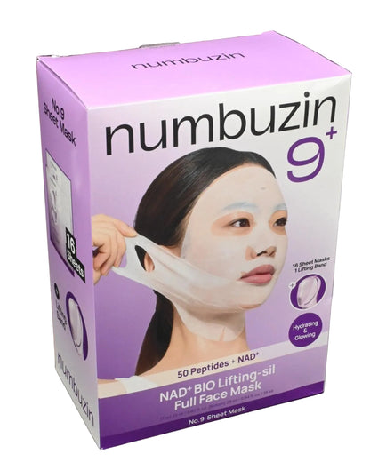 Numbuzin 9 NAD+ BIO Lifting-sil Full Face Mask Sheet 4 Masks - NEW