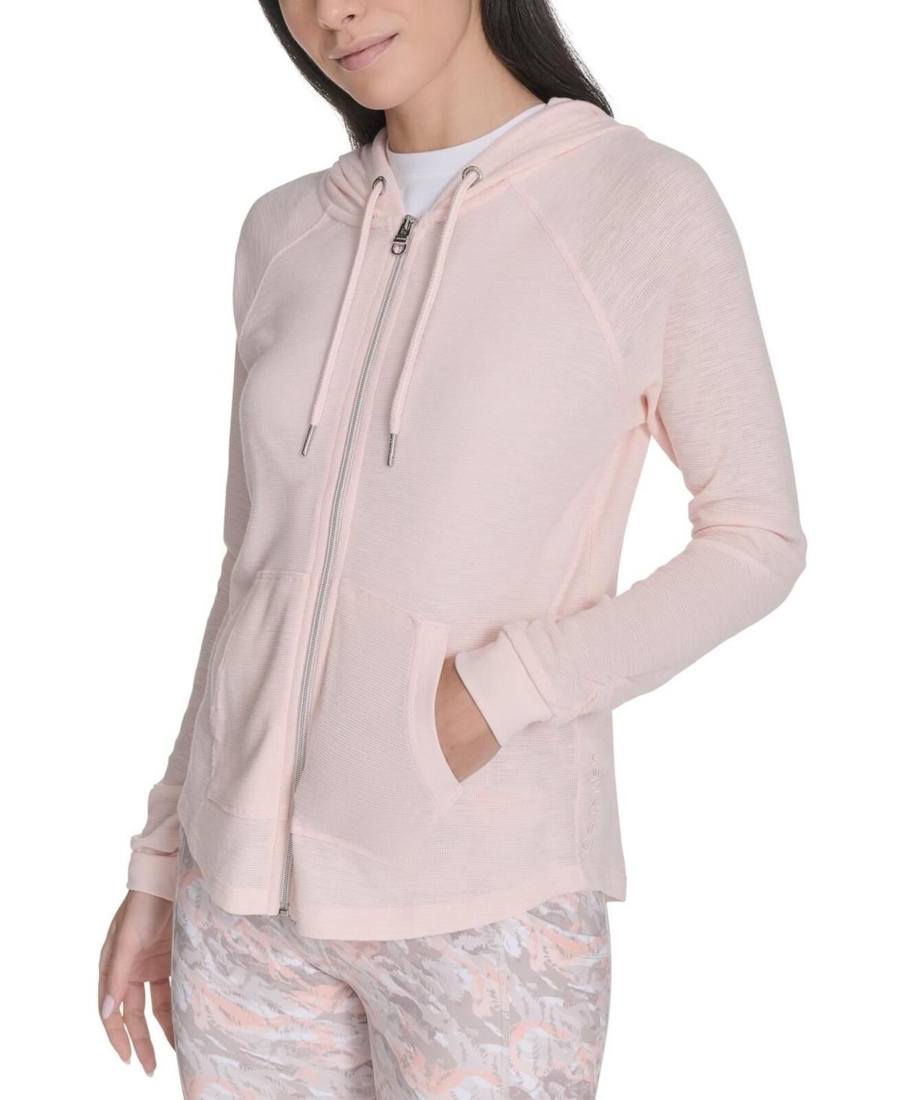 Calvin Klein Performance Ruched-Sleeve Zip Hoodie - Cloud Pink