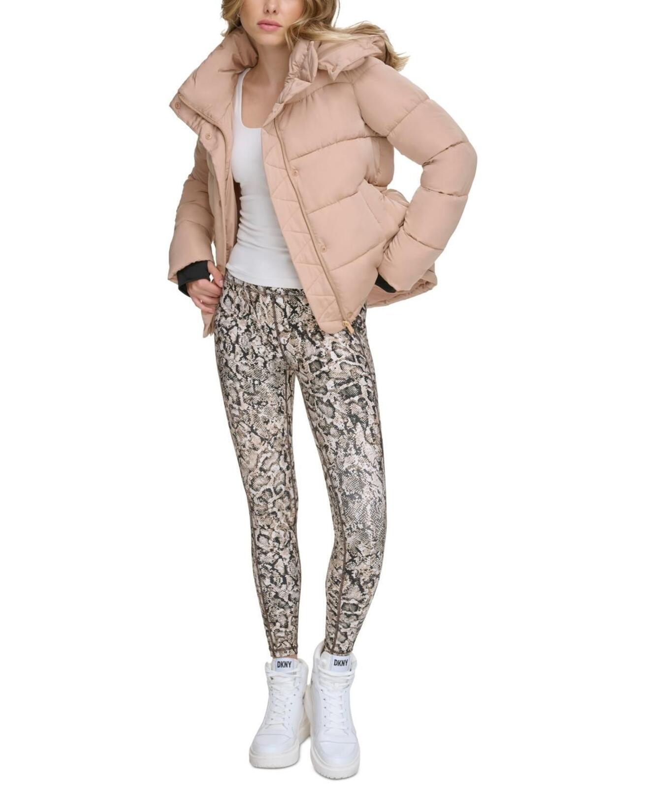 Dkny Sport Women's Performance Lightweight Full Zipper Puffer Jacket - Praline