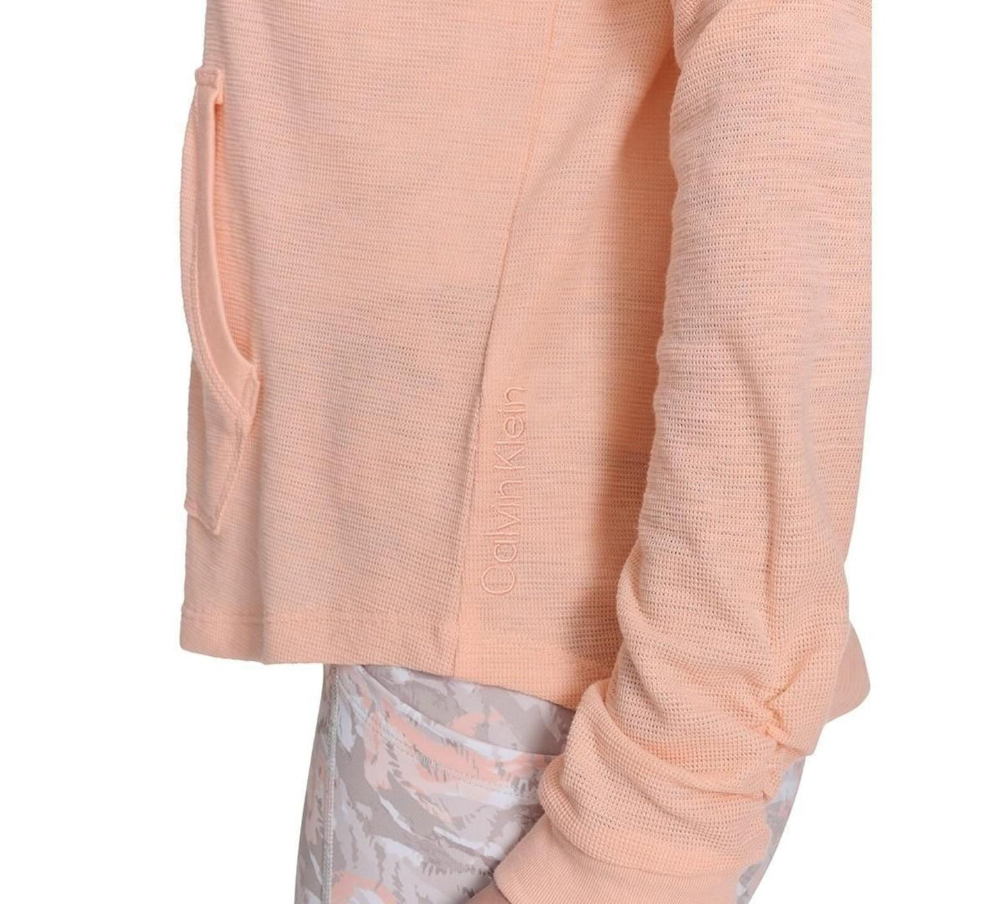Calvin Klein Performance Ruched-Sleeve Zip Hoodie - Peach Nectar