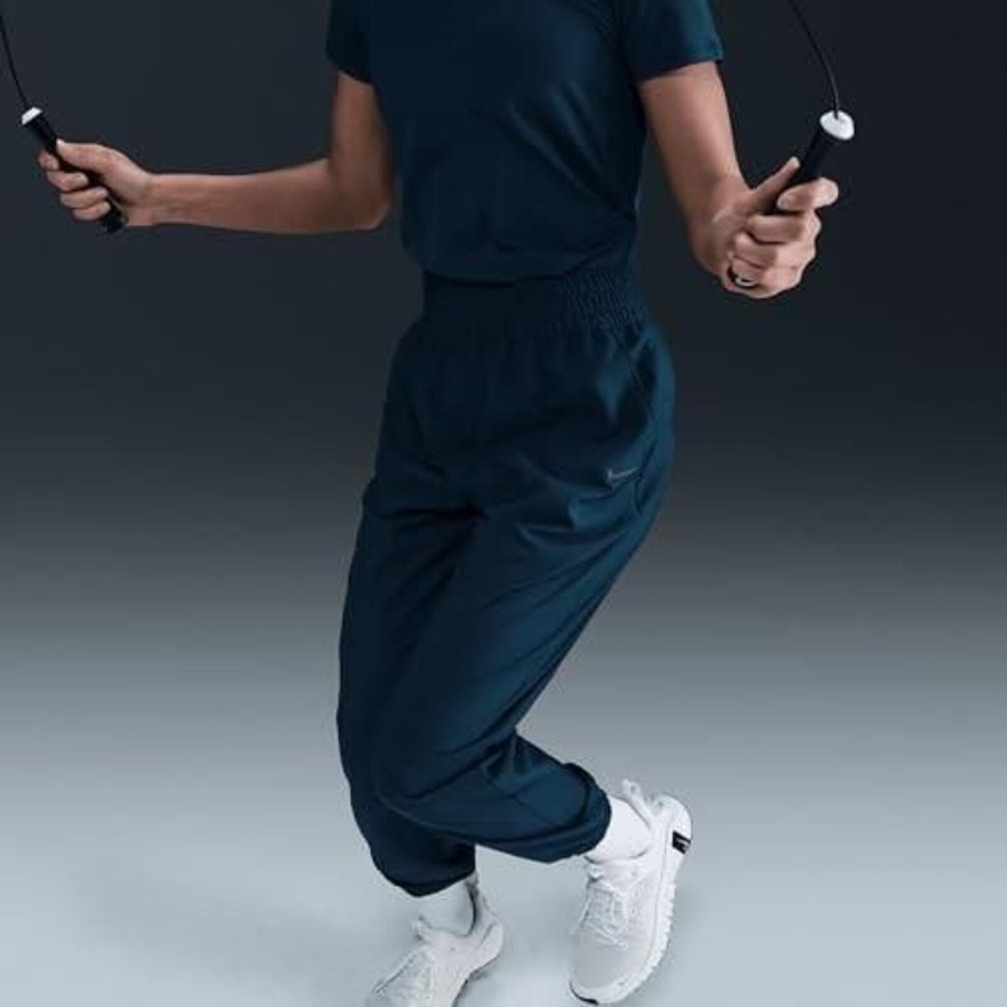 Nike One Women S Dri-FIT High-Waisted 7/8 Joggers Armory Navy/Black Size Small