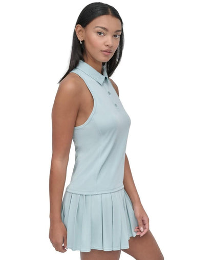 Dkny Sport Women's Court Pique Knit Racerback Polo Tank Top - Mineral