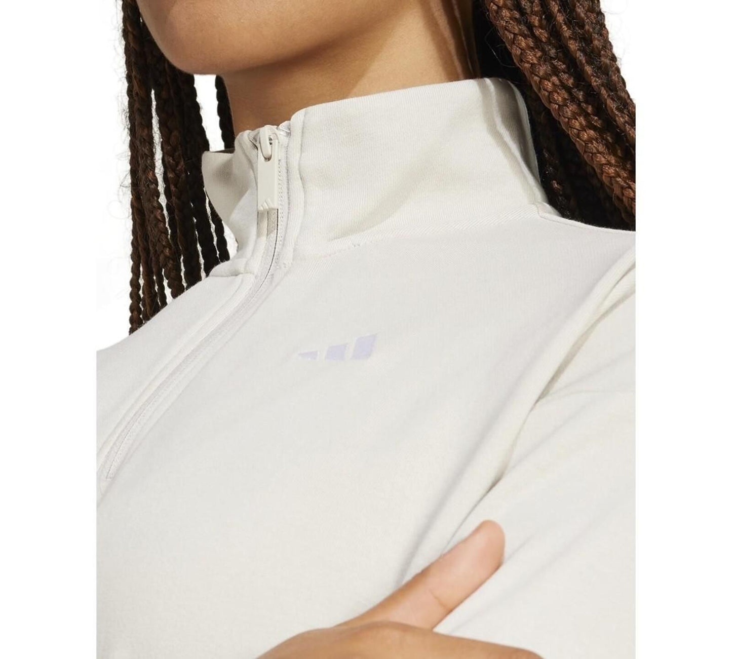 Adidas French Terry Quarter Zip Pullover, Large, Beige
