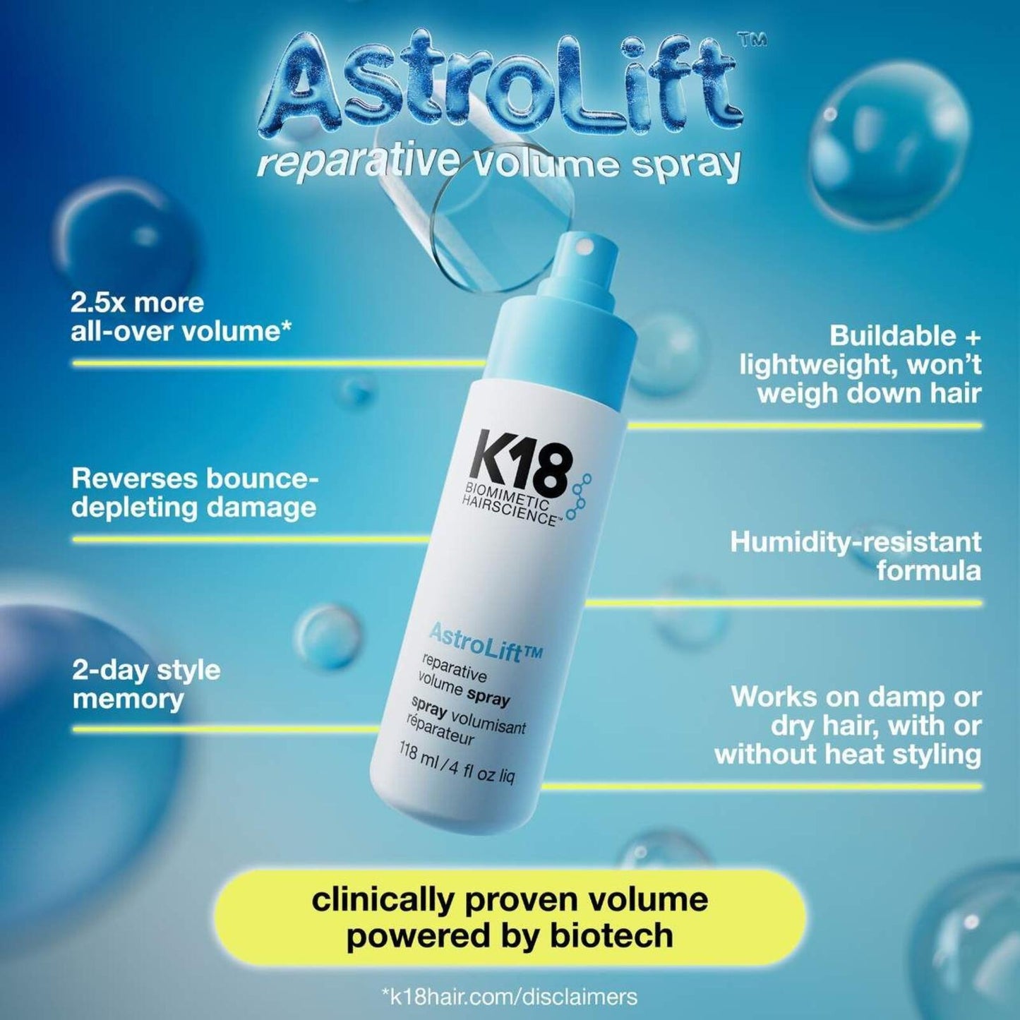 K18 AstroLift™ Reparative Volume Spray - 4oz Full Size