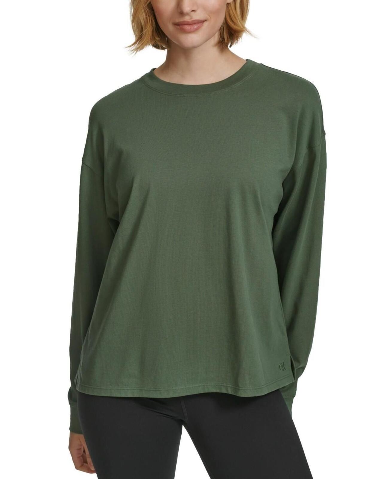 Calvin Klein Performance Women's Long-Sleeve Crewneck T-Shirt - Thyme