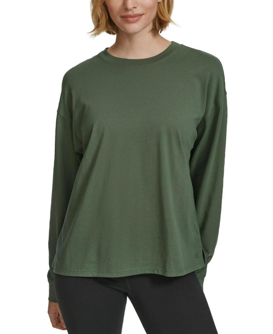 Calvin Klein Performance Women's Long-Sleeve Crewneck T-Shirt - Thyme