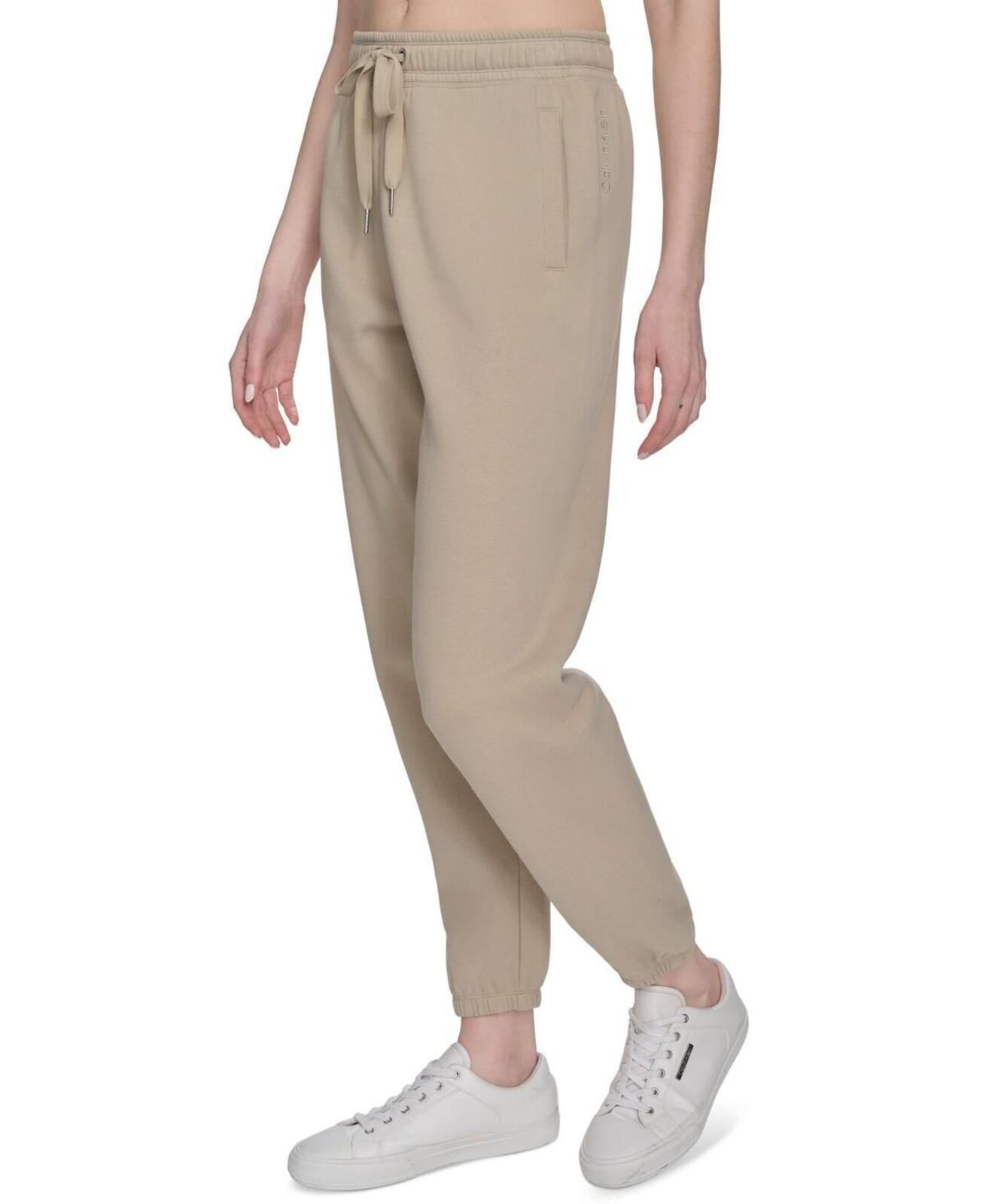Calvin Klein Performance Women's High-Waist Fleece Pants - White Pepper