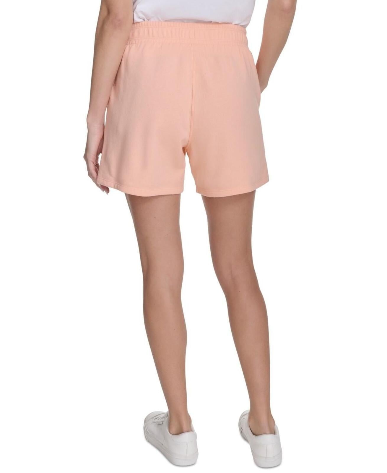 Calvin Klein Performance Women's French Terry Smocked-Waist Shorts - Peach Nectar