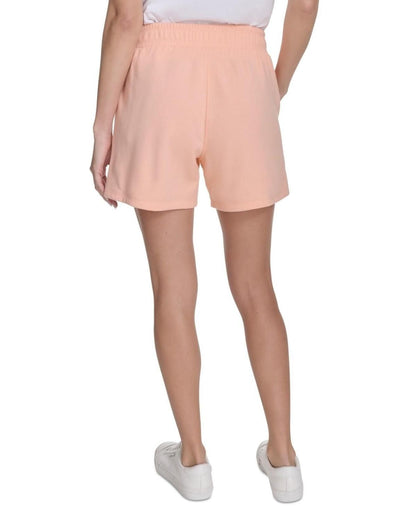 Calvin Klein Performance Women's French Terry Smocked-Waist Shorts - Peach Nectar