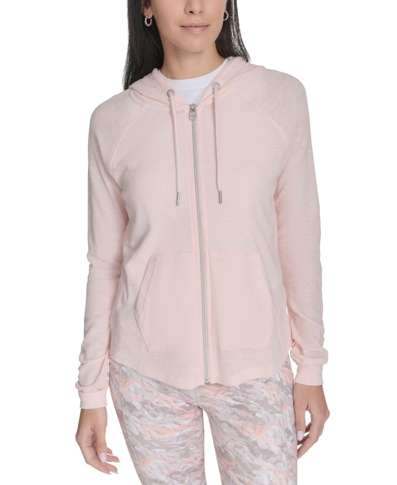Calvin Klein Performance Ruched-Sleeve Zip Hoodie - Cloud Pink