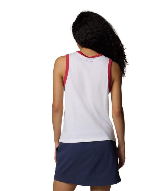 Columbia Women's Rolling Bend Graphic Ringer Tank Top - White, Elevated Patriot