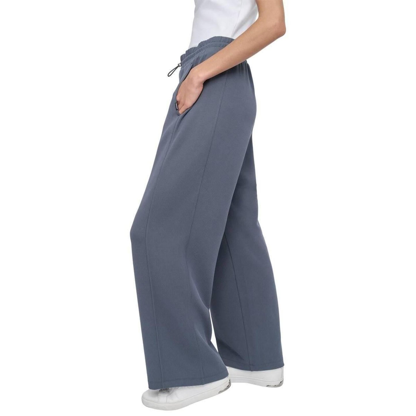 Dkny Sport Women's Highline Ribbed Wide-Leg Pants - Turbulence
