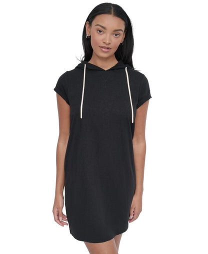 Dkny Sport Women's Roll-Sleeve Hooded Sneaker Dress - Black