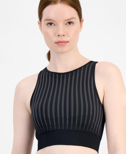 ID Ideology Women's High-Neck Cutout-Back Sports Bra - Deep Black