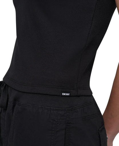 Dkny Sport Women's Ribbed High-Neck Racerback Tank Top - Black