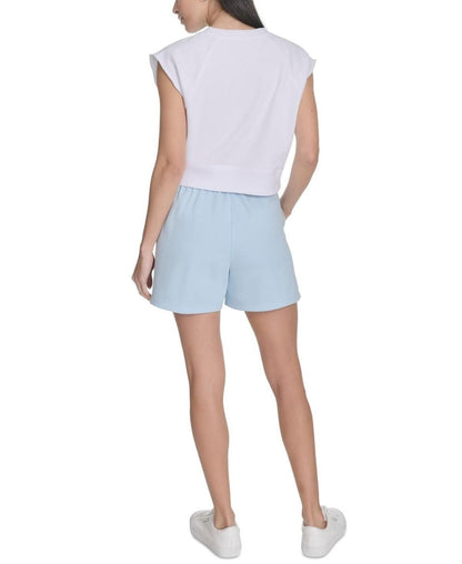 Calvin Klein Performance Women's Sleeveless Puff-Logo Cropped Top - White / Cool Blue