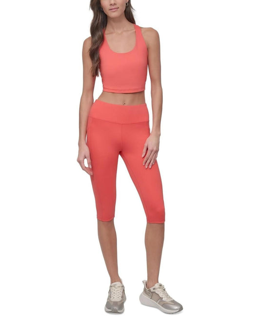 Dkny Sport Women's Balance Compression High-Waist Capri Pants - Coral Crush
