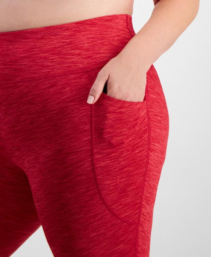 ID Ideology Plus Size High Rise Leggings Spacedye 7/8 Leggings - Cherry Red
