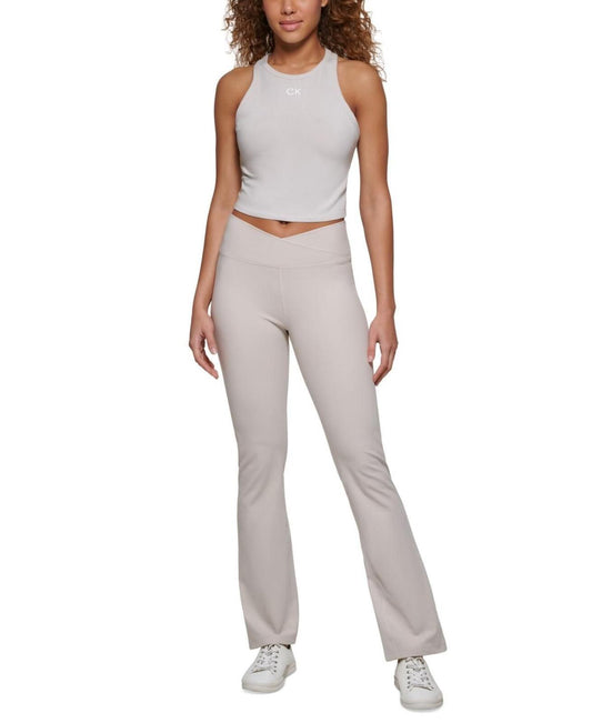 Calvin Klein Performance Women's Crossover Waist Flare Leggings - Porcini