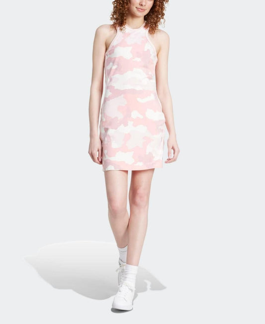 Adidas Women's Essentials 3-Stripes Camo Print Tank Dress - Sandy Pink - XL