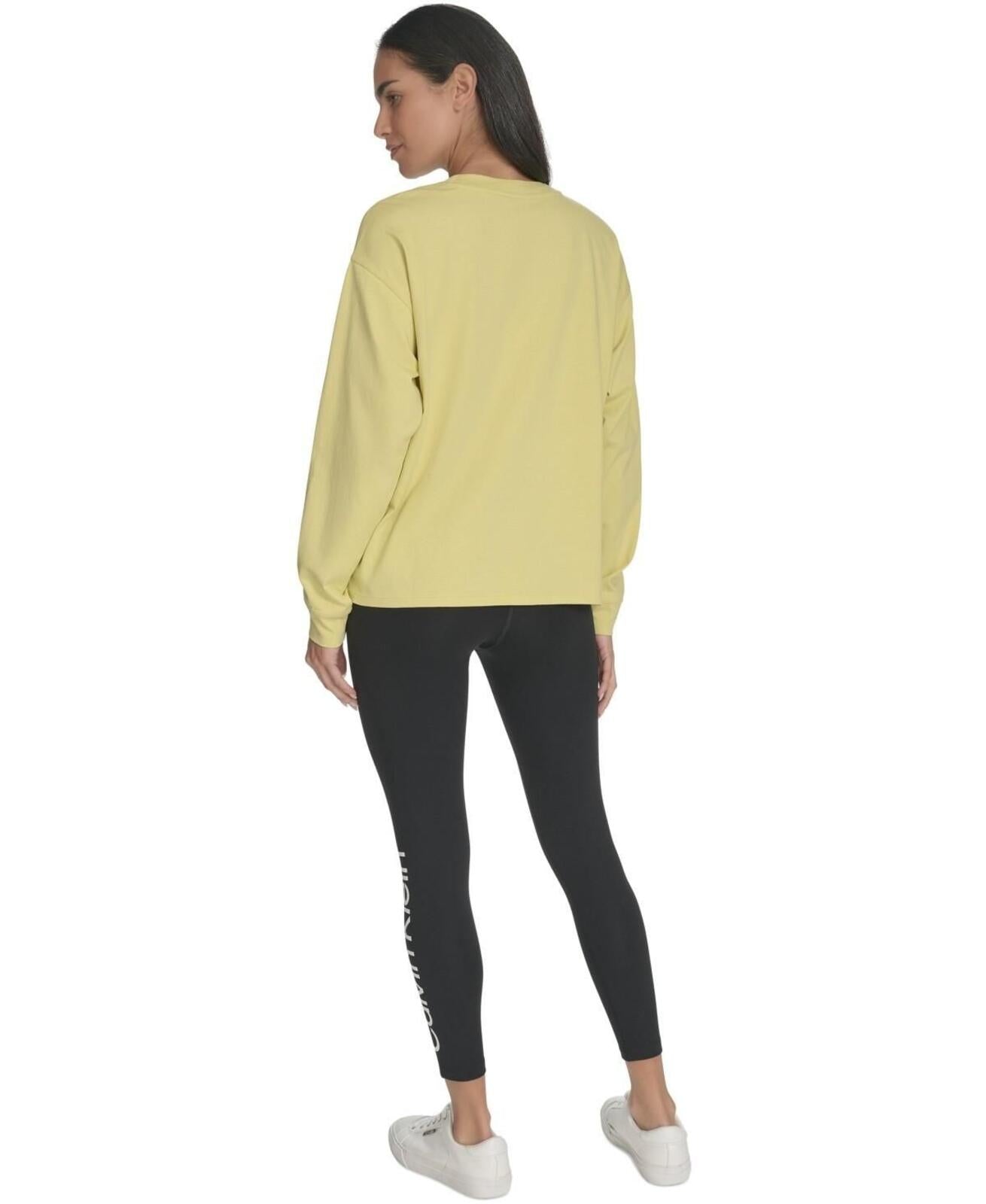 Calvin Klein Performance Women's Long-Sleeve Crewneck T-Shirt - Muted Lime