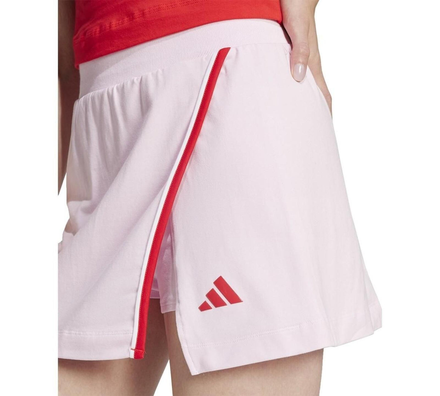 Adidas Essentials Color Pop Cotton Skort - Pink / Red - XS