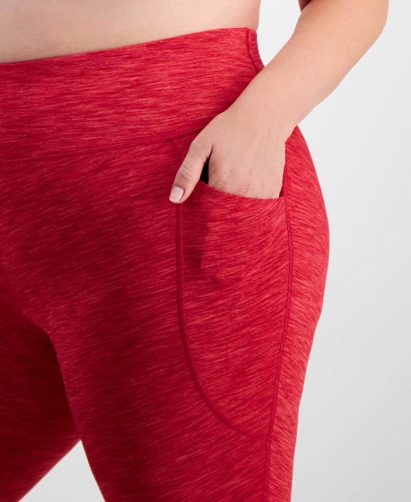 ID Ideology Plus Size High Rise Leggings Spacedye 7/8 Leggings - Cherry Red