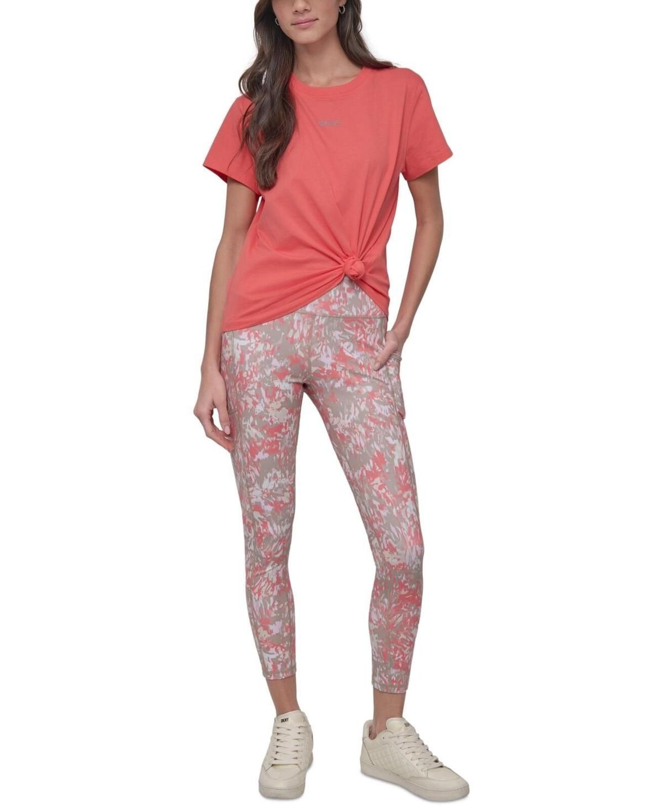 DKNY Sport Printed Leggings, Coral/Grey - XS