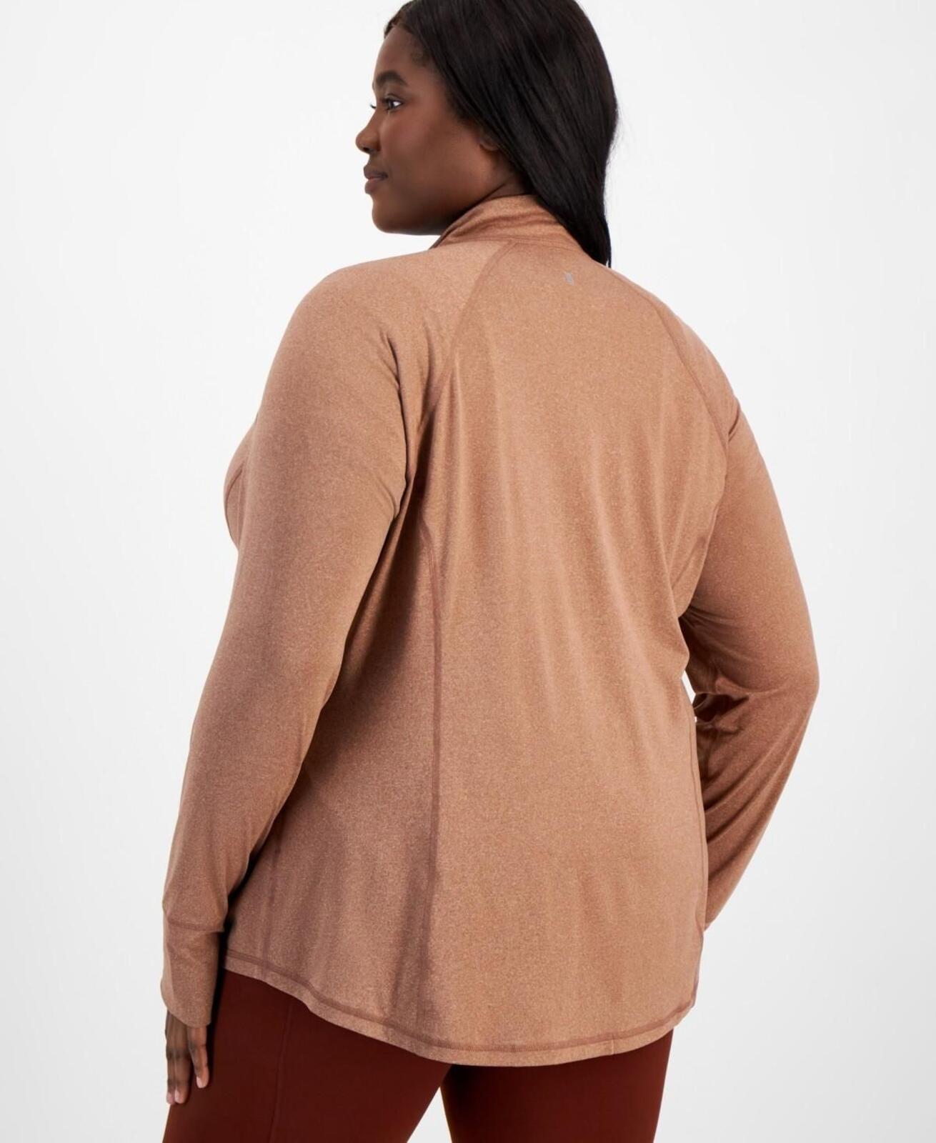 ID Ideology Plus Size Zip-Front Long Sleeve Jacket - Cinnamon Sand