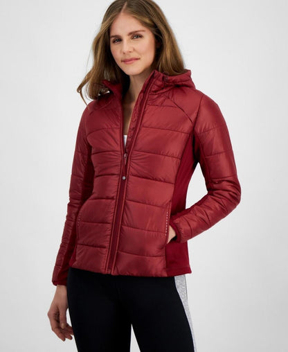 ID Ideology Women's Hooded Puffer Jacket - Sweet Wine