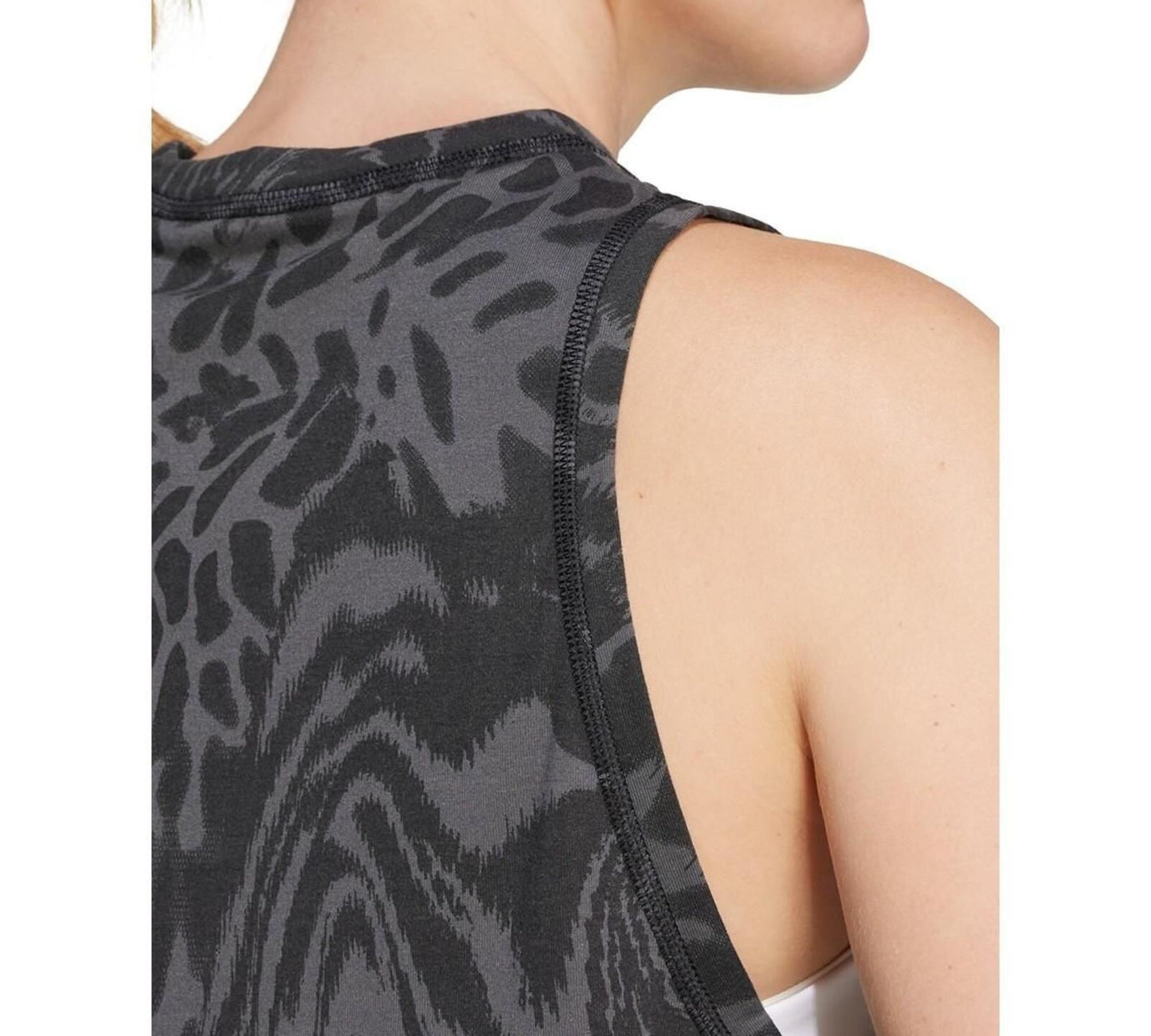 Adidas Women Printed Climacool Cropped Tank Top - Black Gray - XL