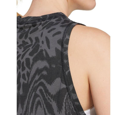 Adidas Women Printed Climacool Cropped Tank Top - Black Gray - XL
