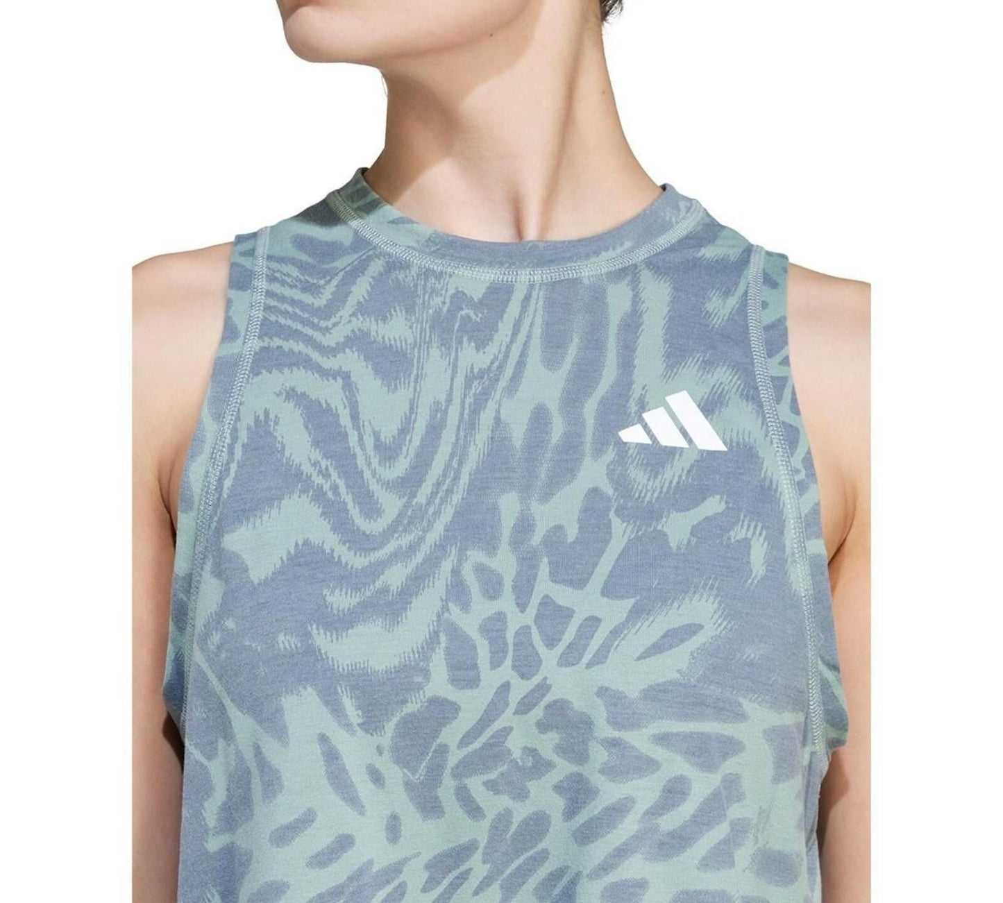 Adidas Women's Printed Climacool Cropped Tank Top - Silgrn