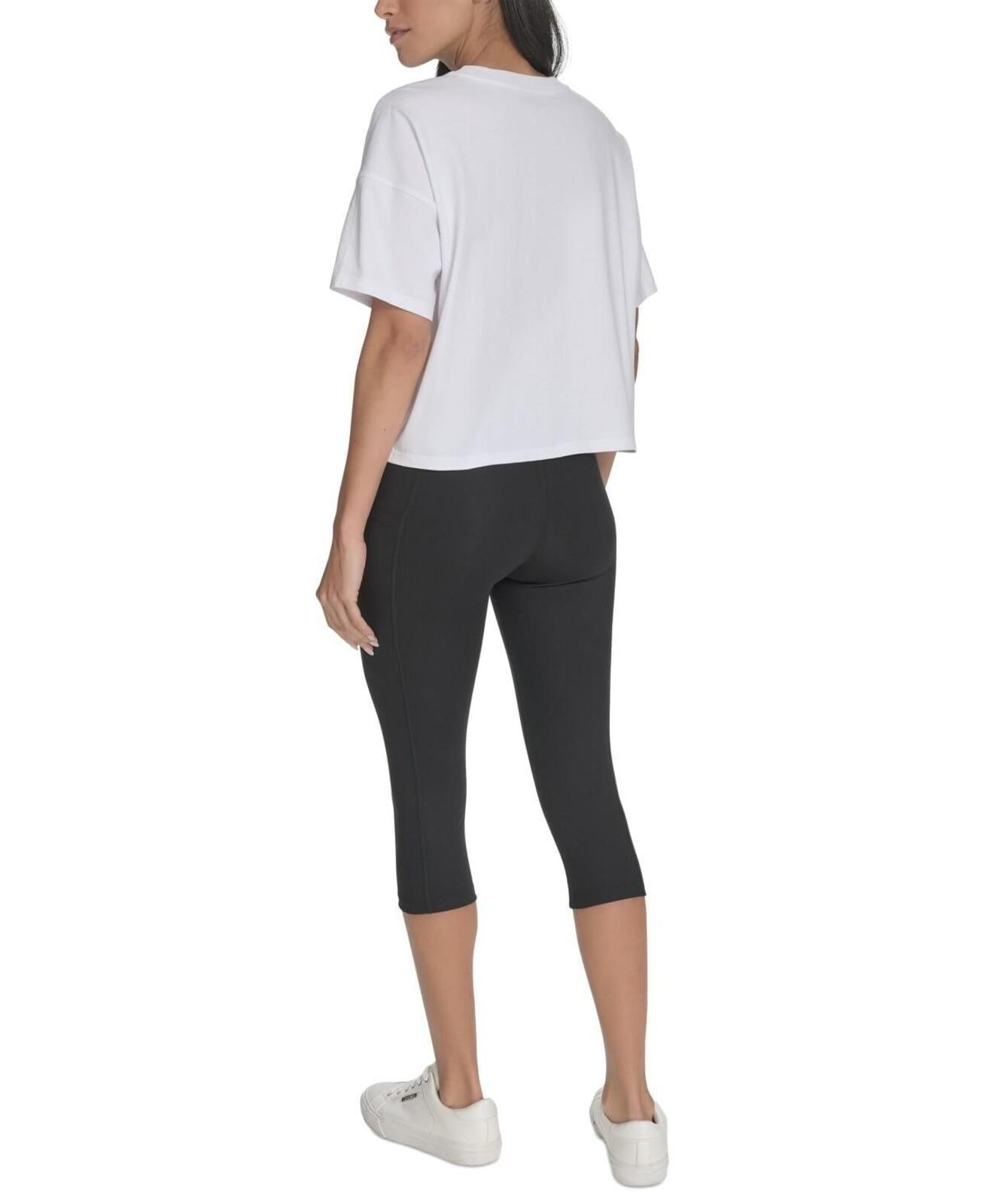 Calvin Klein Performance Women's Cotton Raised Logo Cropped T-Shirt - White