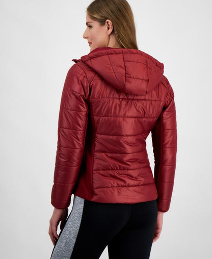 ID Ideology Women's Hooded Puffer Jacket - Sweet Wine