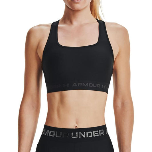 Under Armour Crossback Mid Impact Bra Women's Lingerie Black/Jet Gray- M (US 8-10)
