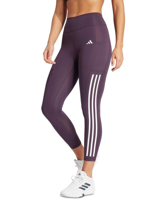 Adidas Women's Optime Moisture-Wicking 3-Stripe 7/8 Leggings - Aurora Black