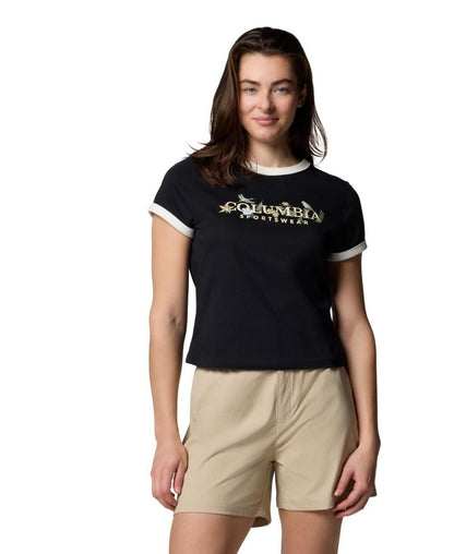 Columbia Women's Rolling Bend Graphic Ringer Top - Black, Outback Critters
