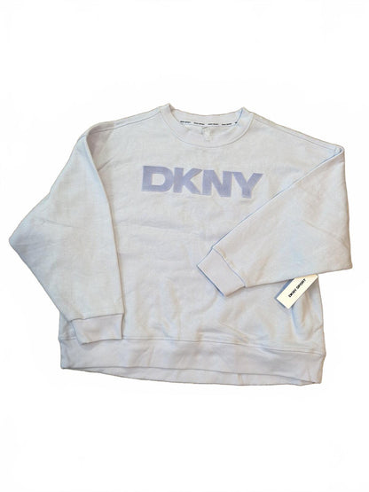 DKNY Sport Women's Velvet-Logo Sweatshirt in a light blue shade