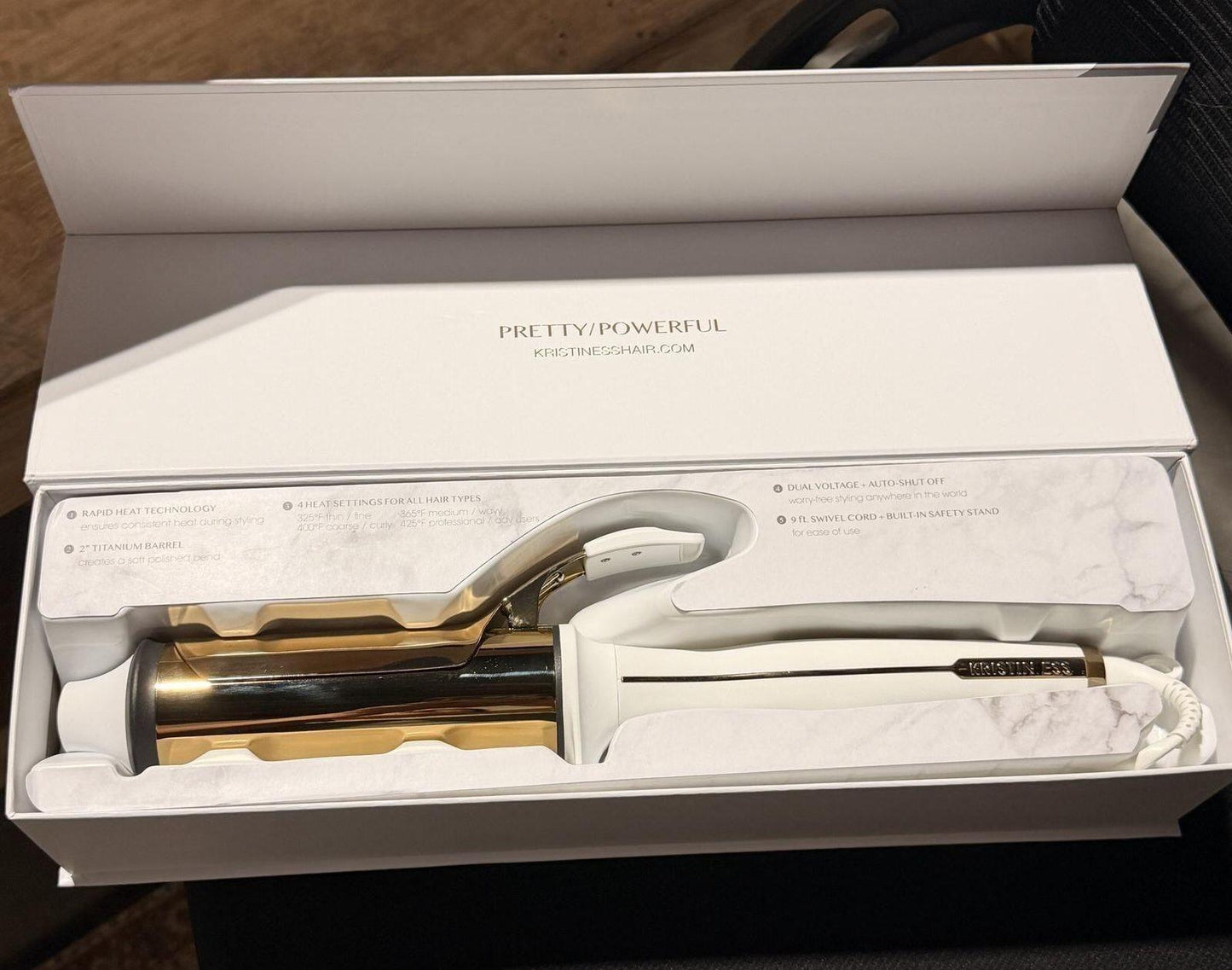 Kristin Ess Titanium Curling Iron for Big Blowout Waves - 2": Electric, 4 Heat Settings, Maximum Temperature 425°F